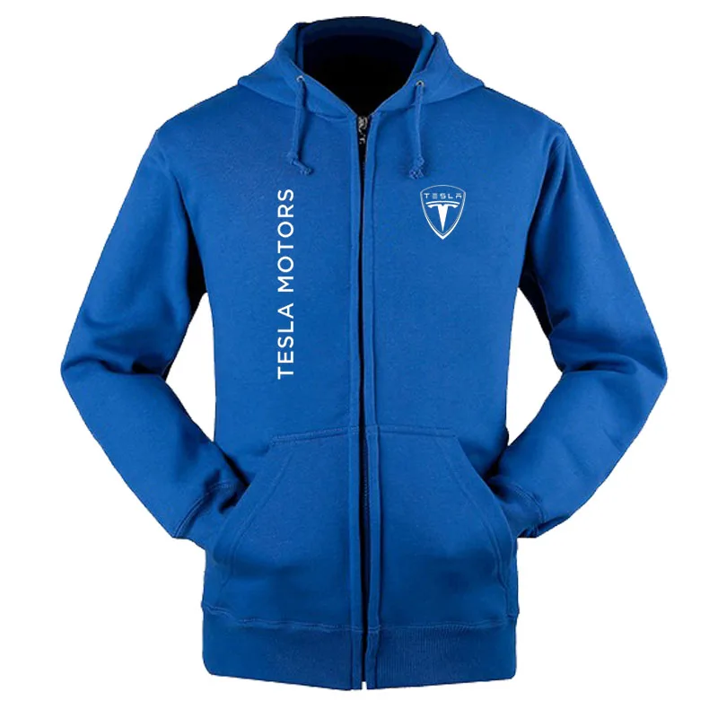 

2021 New Plain Mens Tesla Zip Up Hoody Jacket Sweatshirt Hooded Zipper male Top Outerwear