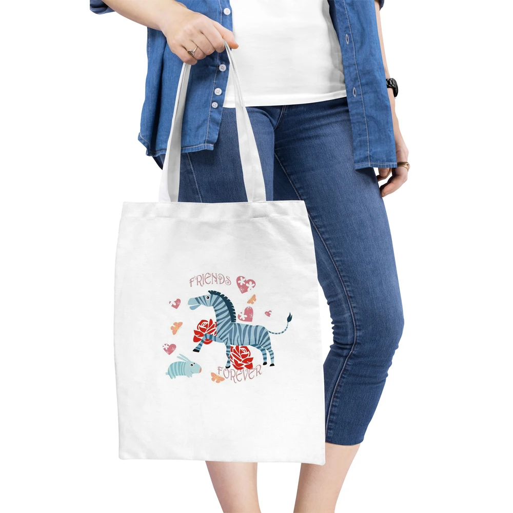 

Женская Складная сумка на плечо, Экологически чистая тканевая сумочка-тоут для покупок, повседневный пляжный саквояж с принтом лошадей