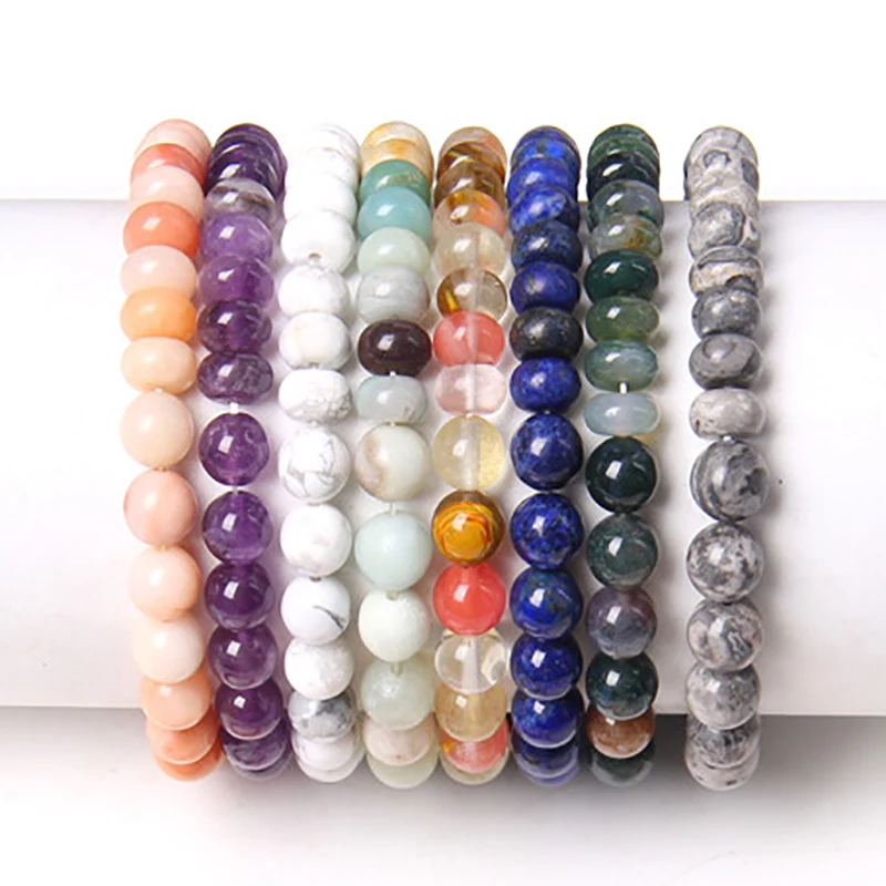 Браслет с бусинами из натурального лазурита 8 мм Амазонит Аметист индийские