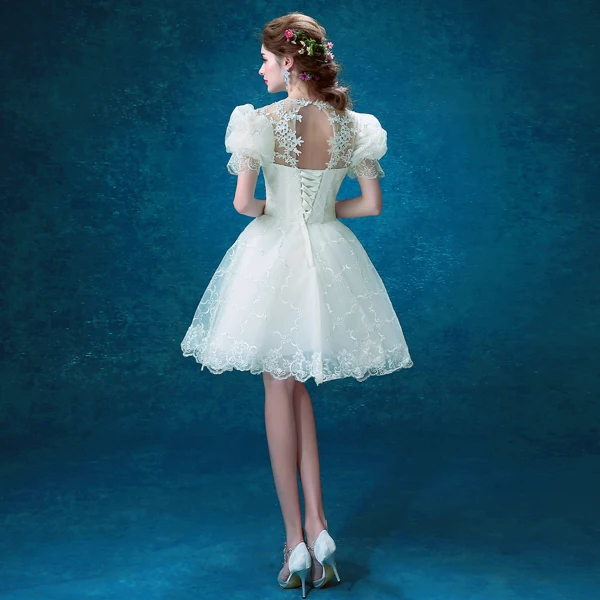 BGW Элегантное свадебное платье трапециевидной формы с круглым вырезом и коротким