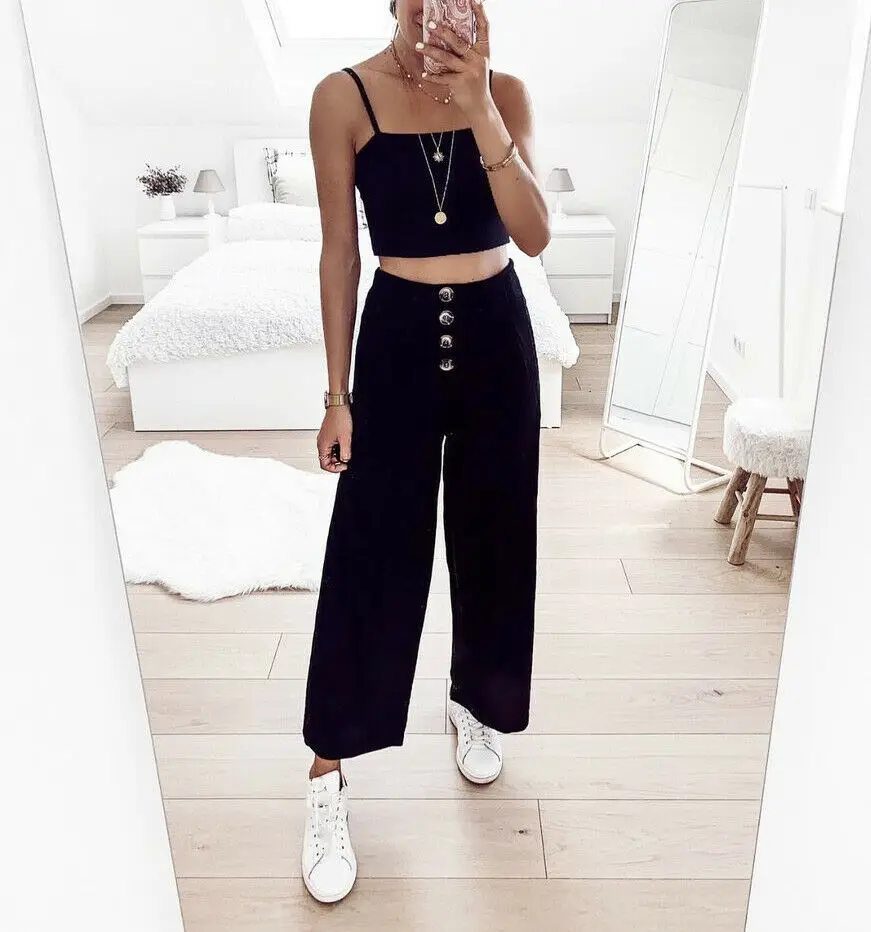 Женские плиссированные брюки элегантные свободные длинные с высокой талией