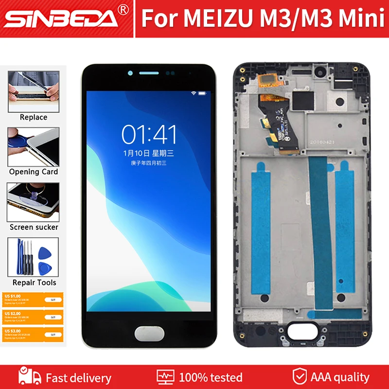 ЖК дисплей с рамкой дигитайзер для MEIZU M3 Mini M688Q M688U M688C M688M сменный 5 0 дюйма|Экраны