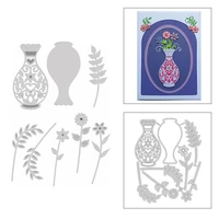 2020 new flowers vase metal cutting dies leaves and tea party lamp die cut scrapbooking for crafts card making no stamps sets