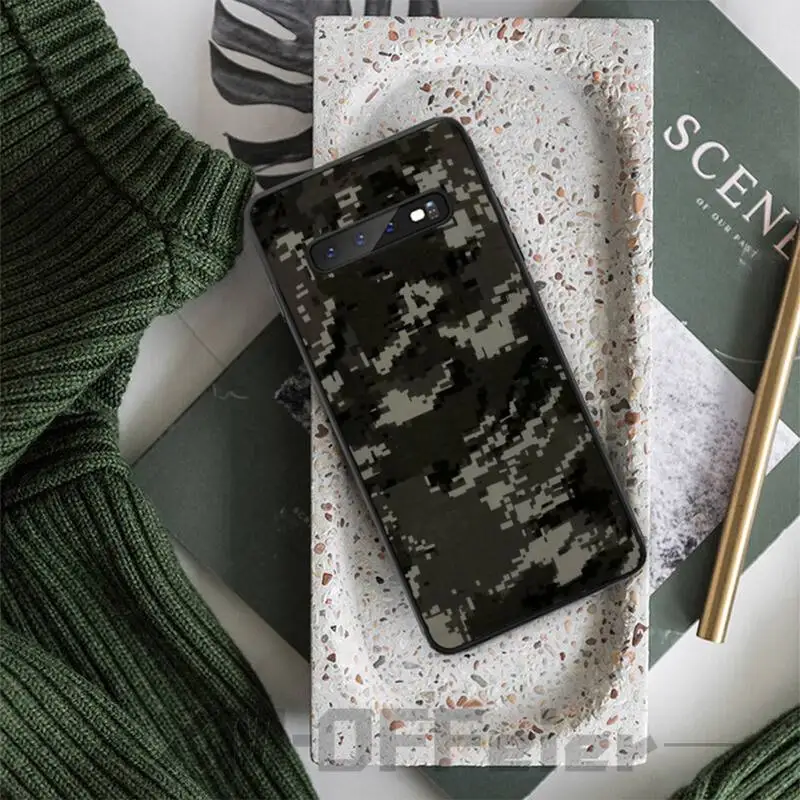 Военный Камуфляжный мягкий силиконовый черный чехол для телефона Samsung S5 6 7 8 9 10 S8 S9
