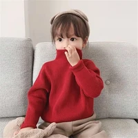 loose kids sweaters spring winter baby boys girls warm turtleneck tops thicken knitted bottoming black green high quality