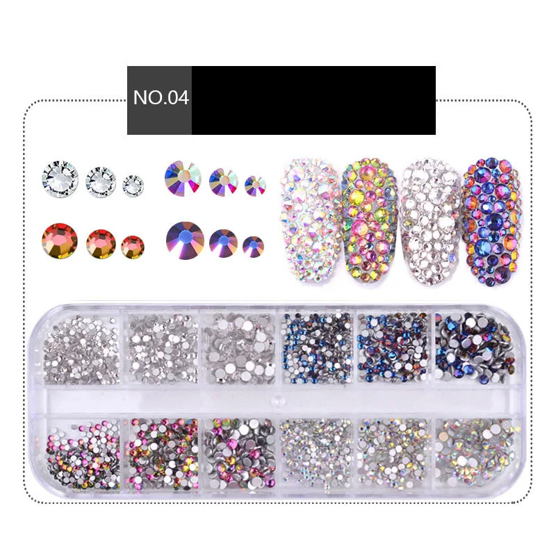 1 коробка многоразовые стеклянные стразы смешанные цвета плоский задник AB