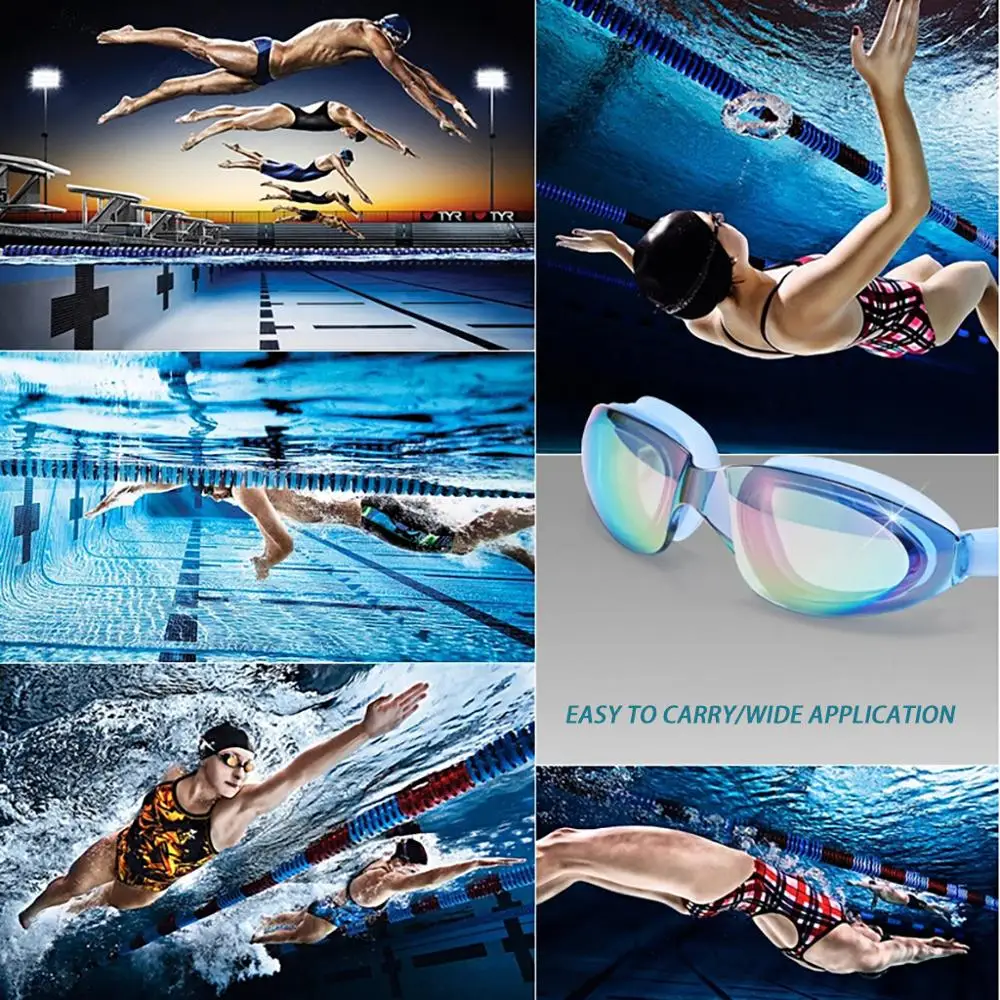 

New professional Large Frame Plating Anti-fog Swim Goggles Anti-UV Glass Men's Women's eyewear swimming glasses with case Hot f3