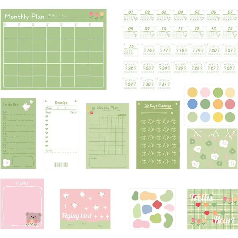 

Sharkbang New 42pcs/Pack Kawaii Monthly Weekly Memo Pads Note Paperlaria Daily To Do It Planner Notepad School Stationery