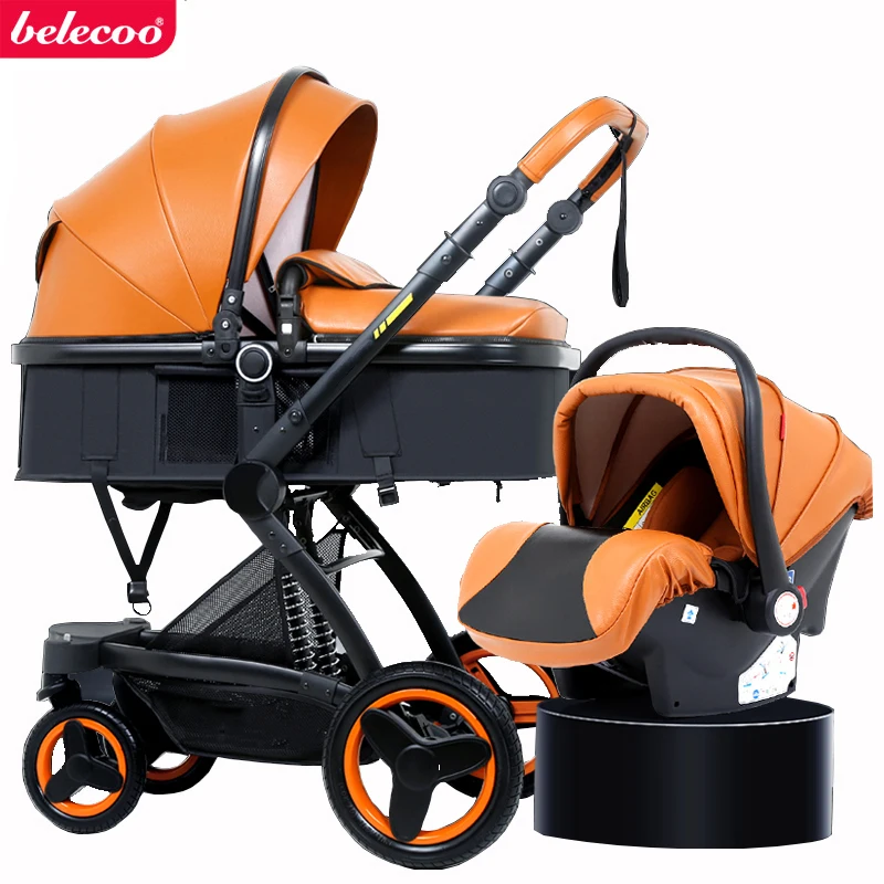 belecoo коляска детская 2 в 1 / 3 в 1 коляска Эко-кожа Высокий пейзаж складная переносная тележка Россия
