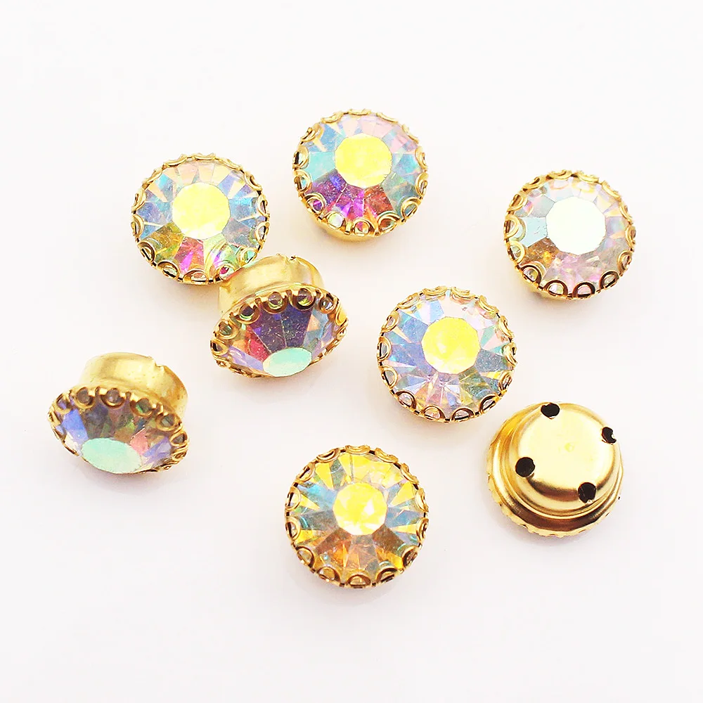 

4 Sizes Crystal AB Sew On Rhinestones With Golden Claw Flatback Crystal Navette Glass Sew On Claw Rhinestones For Garment