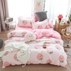 Комплект постельного белья для девочек и мальчиков, милый розовый персиковый принт, пододеяльник, простыни для взрослых и детей, наволочки, мягкое одеяло, Комплект постельного белья