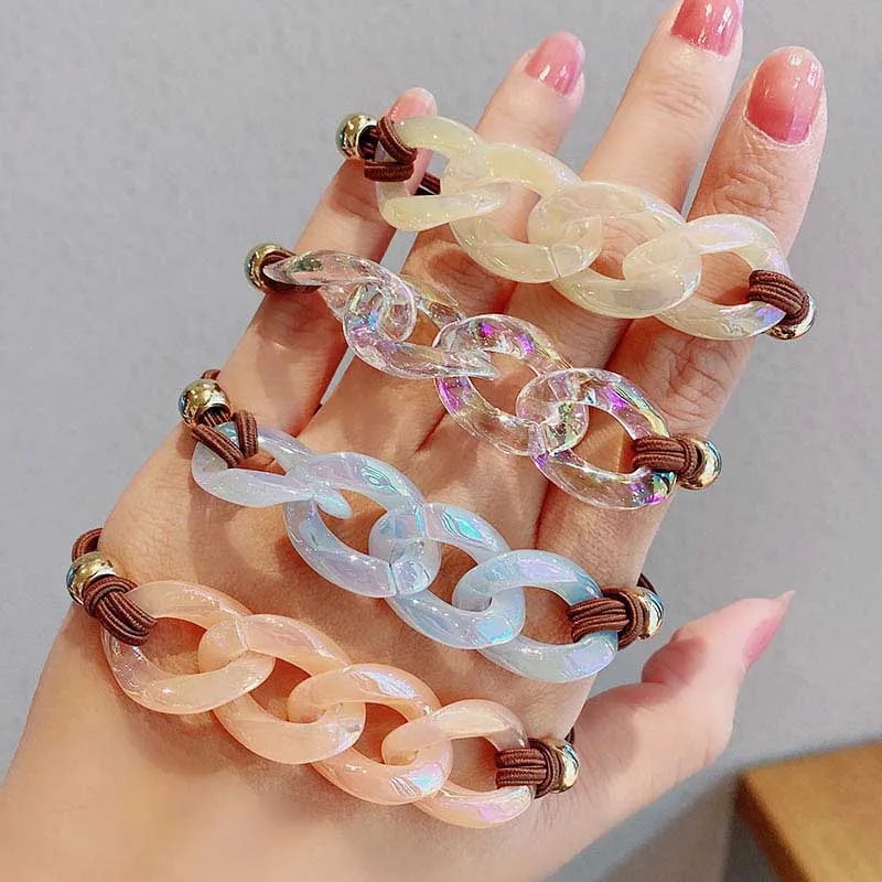 

New Women Girls Cute Chain Shape Elastic Hair Bands Ponytail Holder Hair Ornament Scrunchie Rubber Band Fashion Hair Accessories