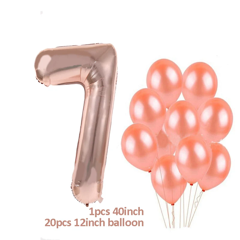 balloons set 7 MEIDDING/вечерние одноразовые столовые приборы цвета розового золота; соломинки для чашек шампанского; декор для вечеринки в честь первого дня рождения; вечерние принадлежности для малышей - Цвет: balloons set 7