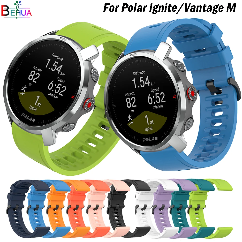 

Цветной силиконовый ремешок BEHUA для Polar lgnite / Vantage M Smart 20 / 22 мм, ремешок для часов Polar Grit X / Unite