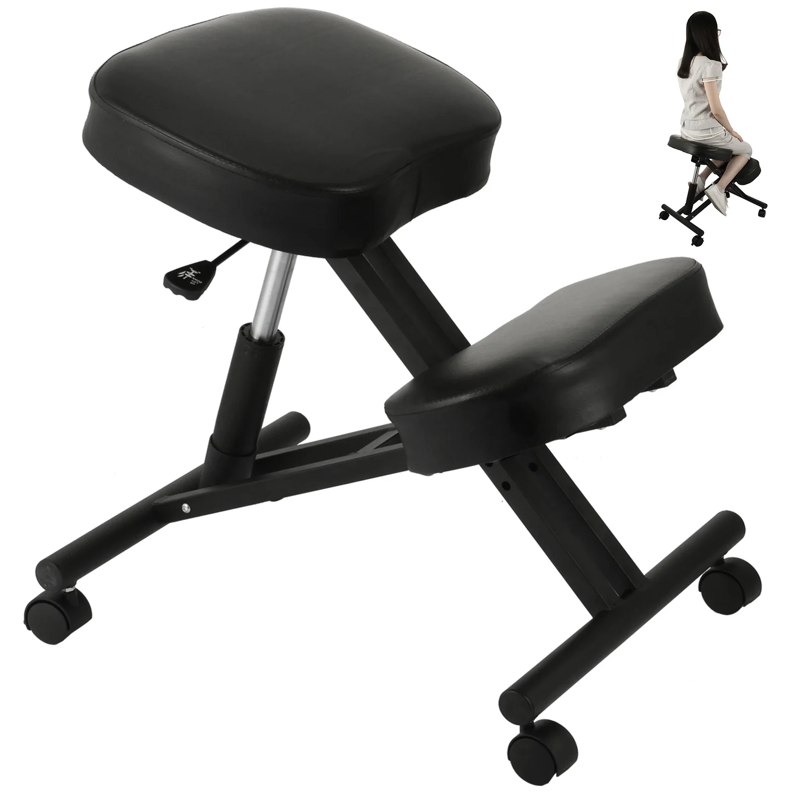 

Ergonomic Kneeling Chair Adjustable Kneeling Stool Thick Comfortable Cushions for Office Home Balancing Back Body Shaping