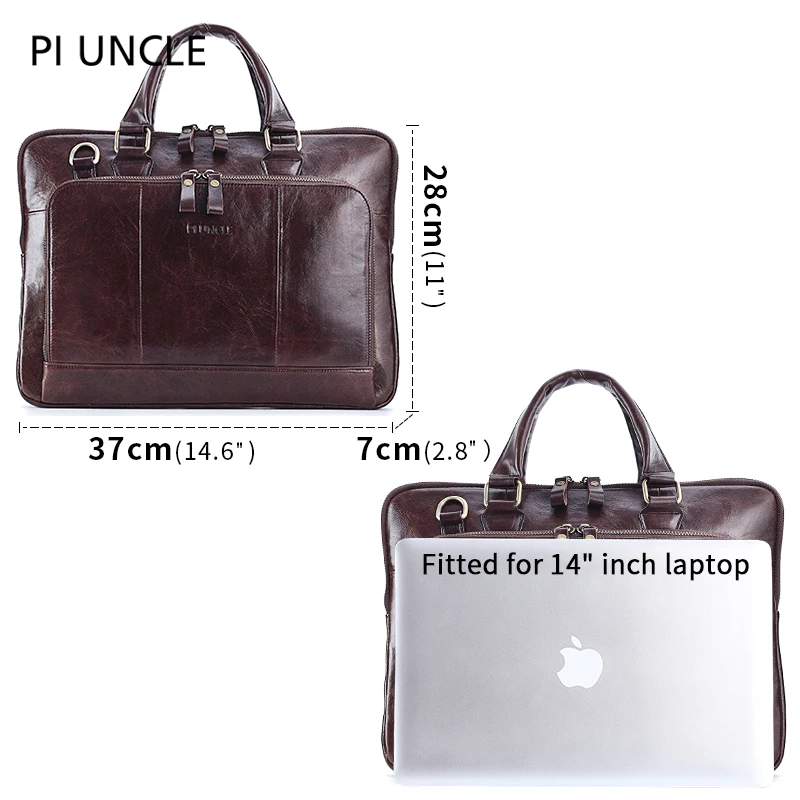 Брендовый мужской портфель из натуральной кожи сумка на плечо для компьютера и