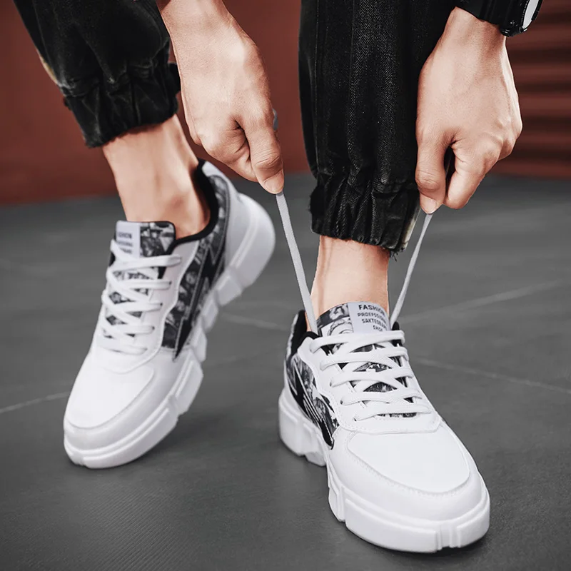 Кроссовки мужские высокие Вулканизированная подошва дышащие на шнуровке