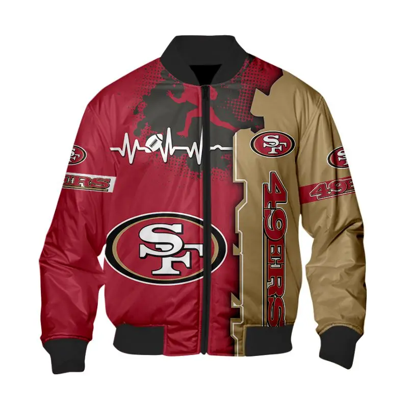 

Fashion casual men's 49ers men's football jacket player outline letter printing 3D men's thick coat