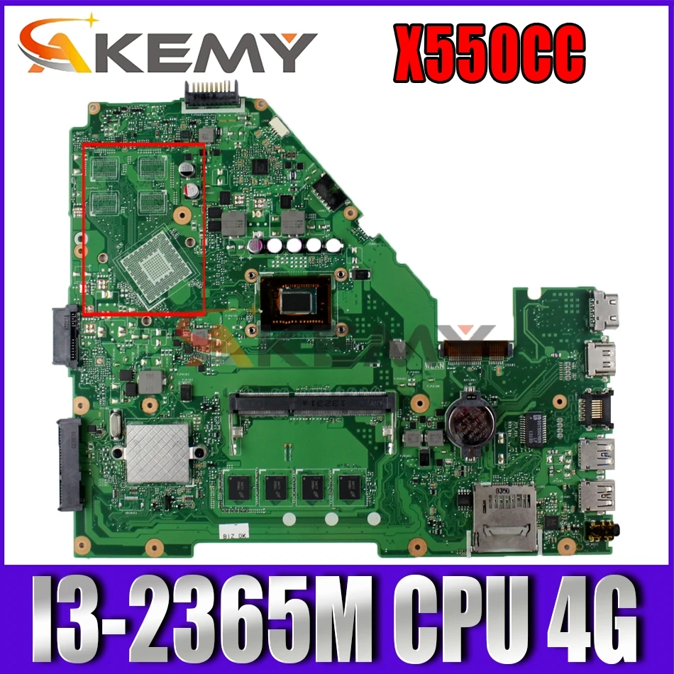 

Akmey X550CC For Asus X550CA R510C Y581C X550C X550CL laptop motherboard I3-2365M CPU 4G tested 100% work original mainboard