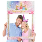 Фоторамка в виде единорога для детей, бумажная опора для фотосессии на день рождения ребенка, свадьбу, Декор, повязка на голову в виде единорога, 1 шт.