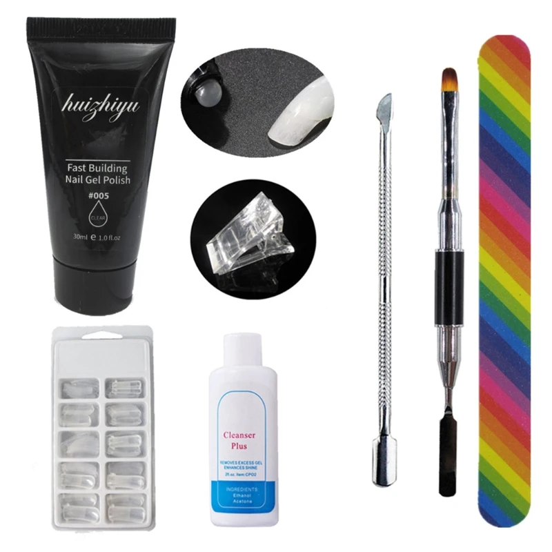 

7Pcs Nail Gel Kit Nail Molds Pusher Clip Light Therapy Palette Pen Manicure Set