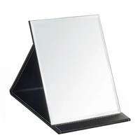 black pu cover travel mirror foldable pocket portable rectangular mirror makeup folding compact desktop table mirror