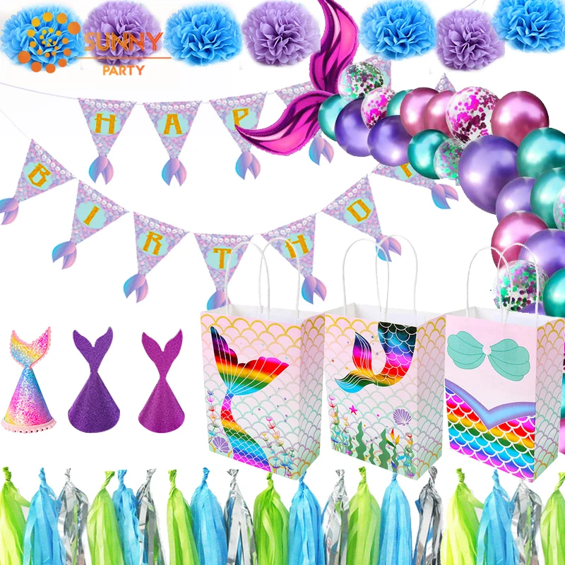 Детские вечерние украшения в виде хвоста русалки на день рождения комплект из