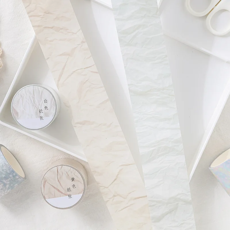 

JIANWU 40mm*300cm Paper Wrinkled Effect Tape Cute Fresh Basic Decoration Sulfuric Acid Tape Journal Sticker Stationery Supplies