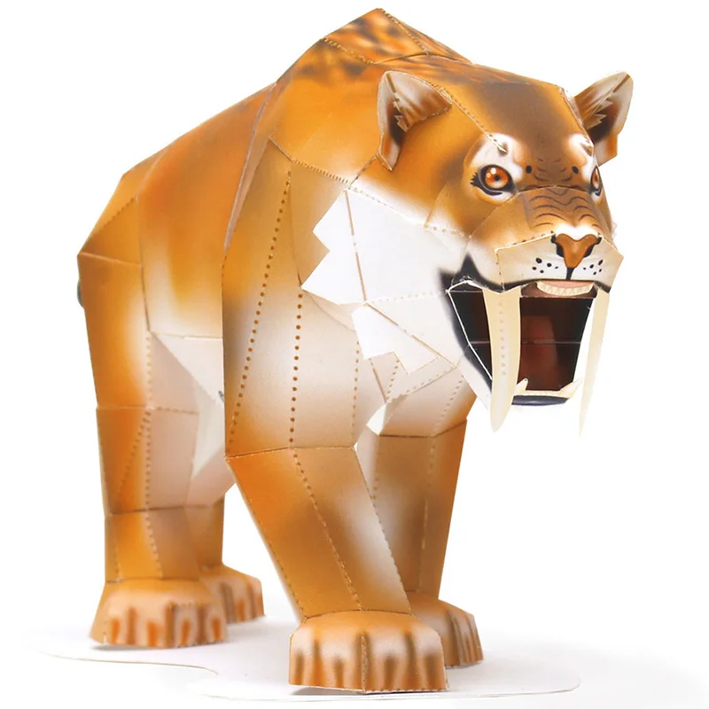 Smilodon Тигр и рисунком в виде птичек-оригами арт складной мини милый 3D Бумага