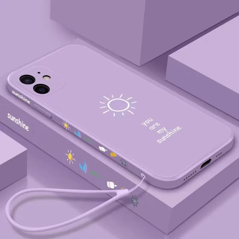 

Simple Creative Personality Sun For iPhone13 12 11Pro Max Mobile Case Soft Liquid Silicone Back Cover For Xr Xs Max 7 8plus