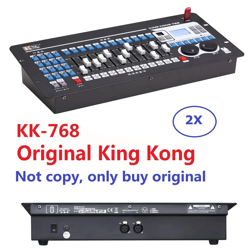 

2xLot Free shipping King Kong 768 DMX Console 60 Scenes Professional Stage Lighting Controller DJ Disco DMX512 Lights Equipment