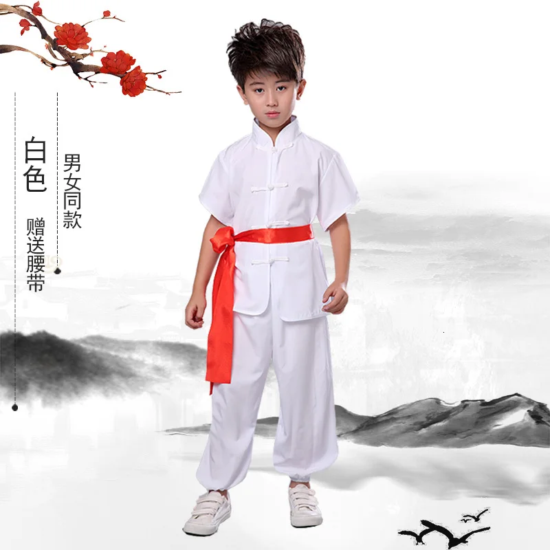 Детские единоборства, традиционный китайский Hanfu ушу кунг-фу форма, спортивный костюм Тай Чи топы, штаны Костюмы комплект Косплэй костюм