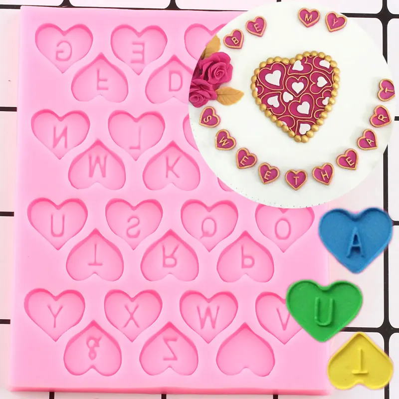 Алфавит силиконовые формы DIY сердце кружево Свадебный кекс Topper инструменты для
