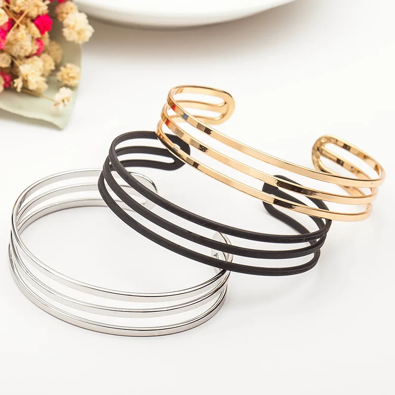 Модные Универсальные трехслойные браслеты простой классический открытый