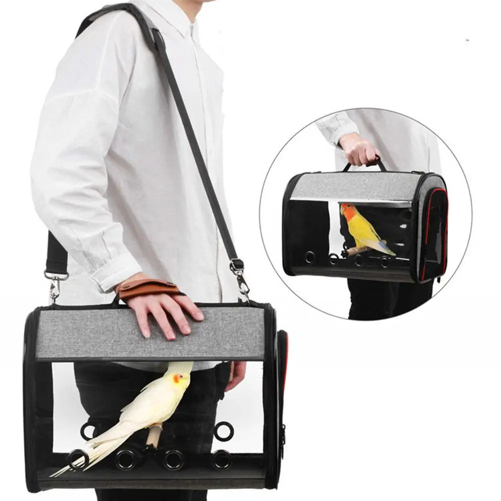 

High-Quality Bird Travel Carrier Transparent Portable Parrot Tote Backpack With Double Zipper Design Bird House Dog Bed Mat