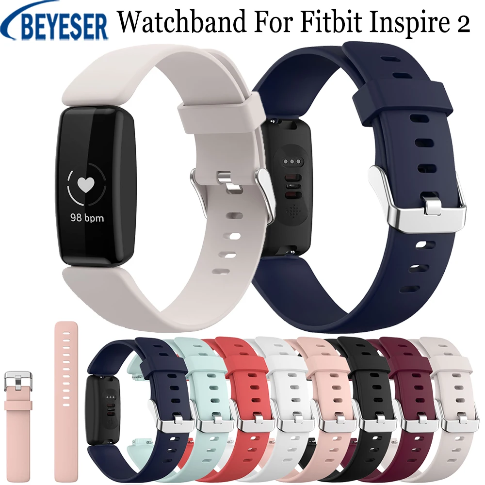Soft Silicone Wristband Strap Replacement Watchband Bracelet For Fitbit Inspire 2 Smart Sport Watch Accessories Adjustable Band