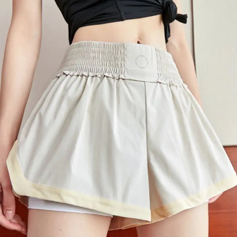 2 в 1 розовые спортивные шорты для спортивного зала Женская свободная