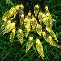 led christmas fairy lights string leaves solar power lamp garden outdoor waterproof festoon garland party wedding decoration