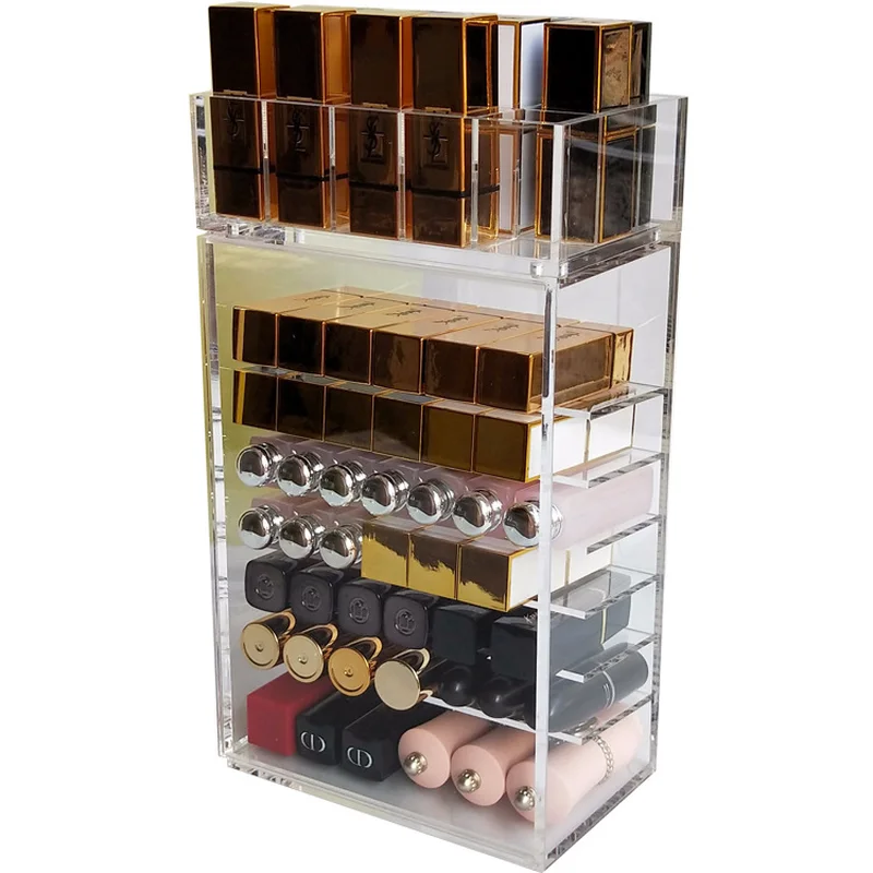 Акриловый Органайзер для косметики с пыленепроницаемой дверью макияжа губная