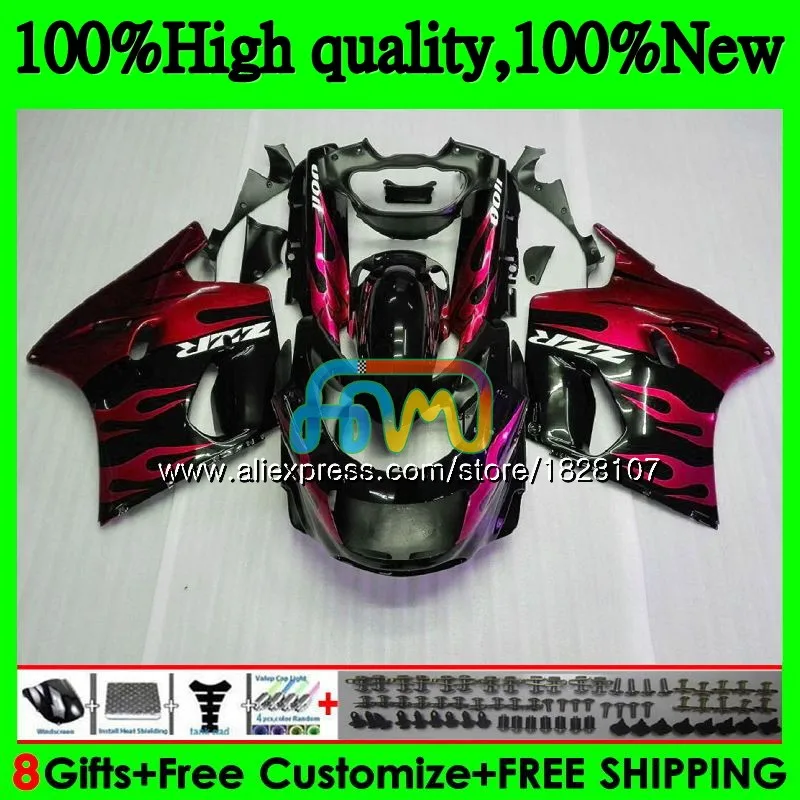 

ZX-11 For KAWASAKI ZX11 ZX-11R ZZR 1100 ZX 11R 8BS.0 ZZR1100 ZX11R 93 94 95 96 97 1993 1994 1995 1996 1997 Fairing Red flames