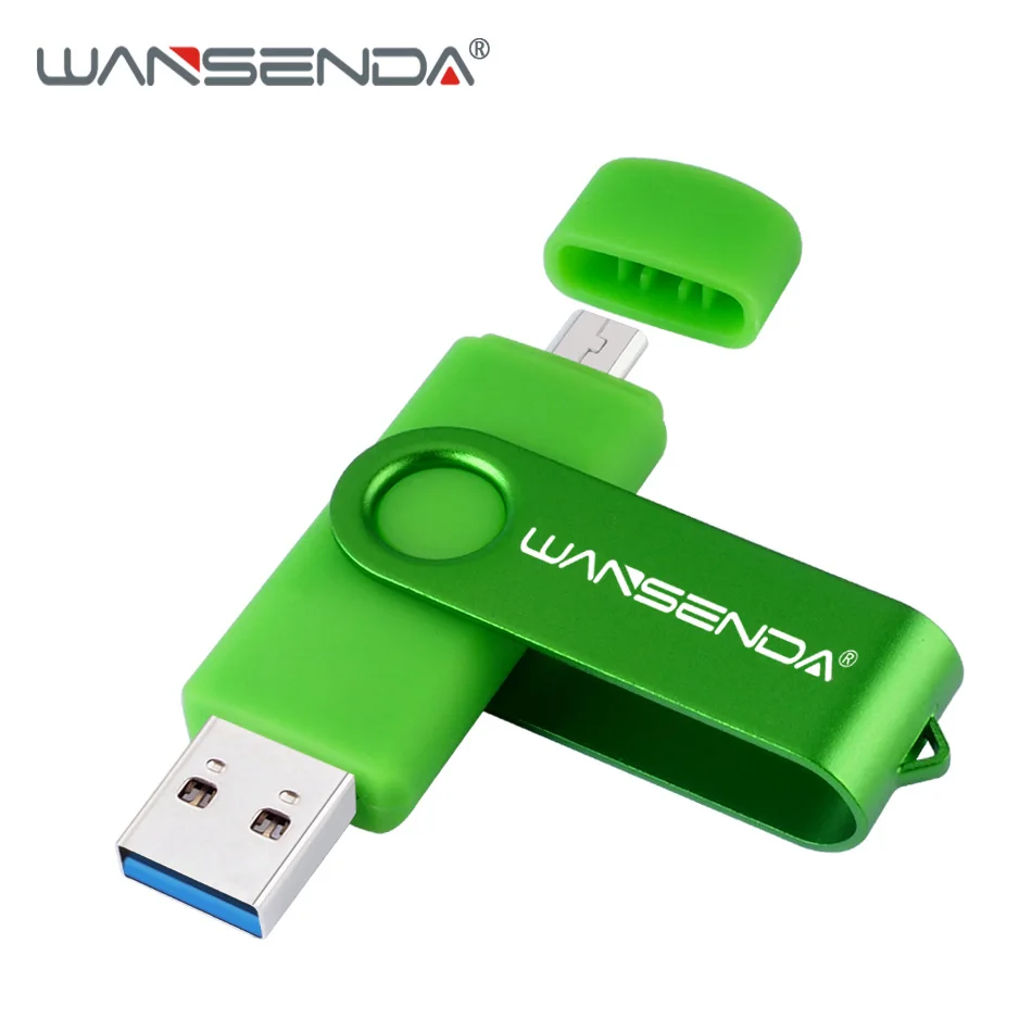 Новая USB флеш-накопитель Wansenda 3,0, 256 ГБ, 128 ГБ, 64 ГБ, 32 ГБ, 16 ГБ, 8 ГБ, OTG, 2 в 1, высокоскоростная Флешка для Android/PC - Цвет: Зеленый