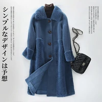 haining fur granule sheep coat autumn winter 2020 new lamb fur wool one medium length coat for women