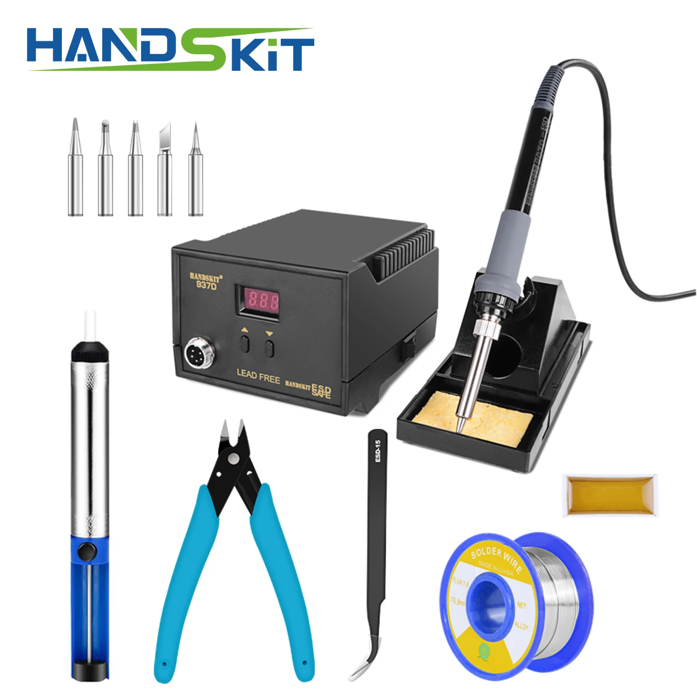 Цифровая Регулируемая паяльная станция EU 220 в 60 Вт/паяльник handskit937D