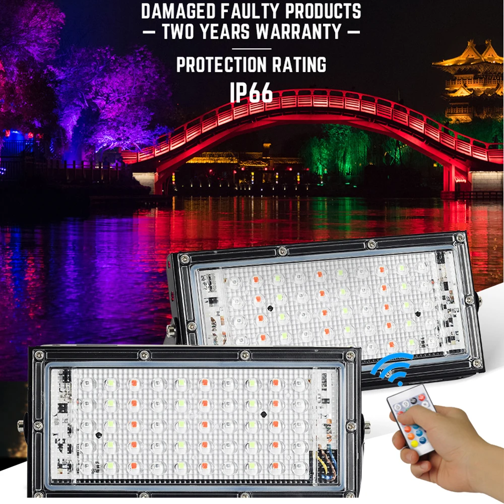 RGB-прожектор с дистанционным управлением 220 В 50 Вт IP65 | Освещение