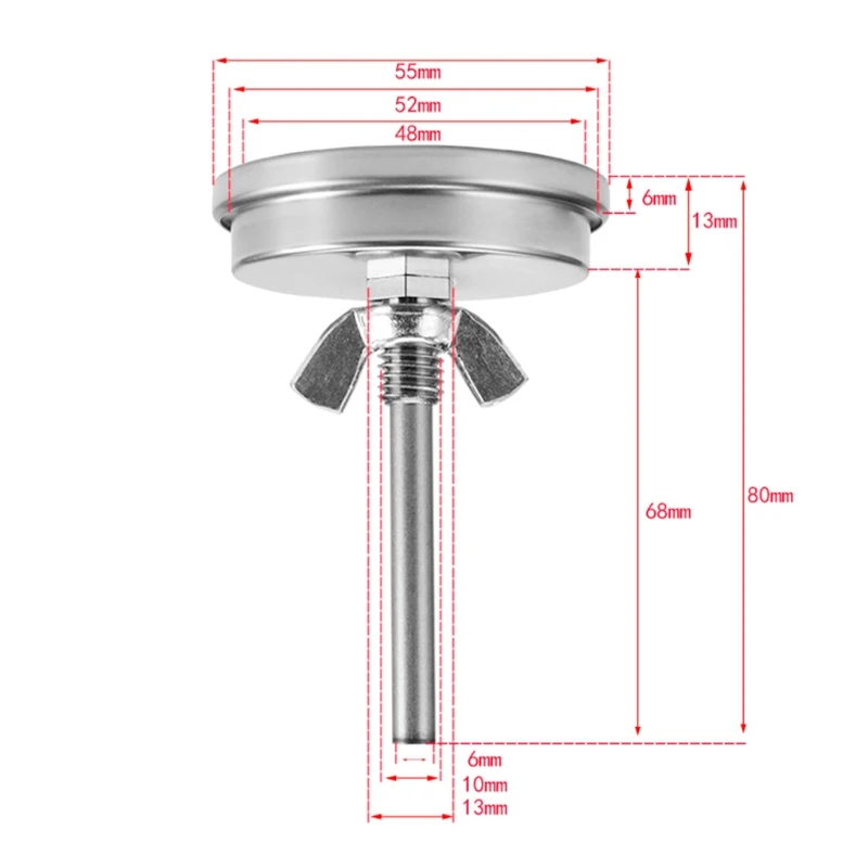 

BBQ Thermometer Gauge Charcoal Grill Pit Smoker Temperature Gauge Home Outdoor Barbeque Metal Thermometer w/ Fahrenheit