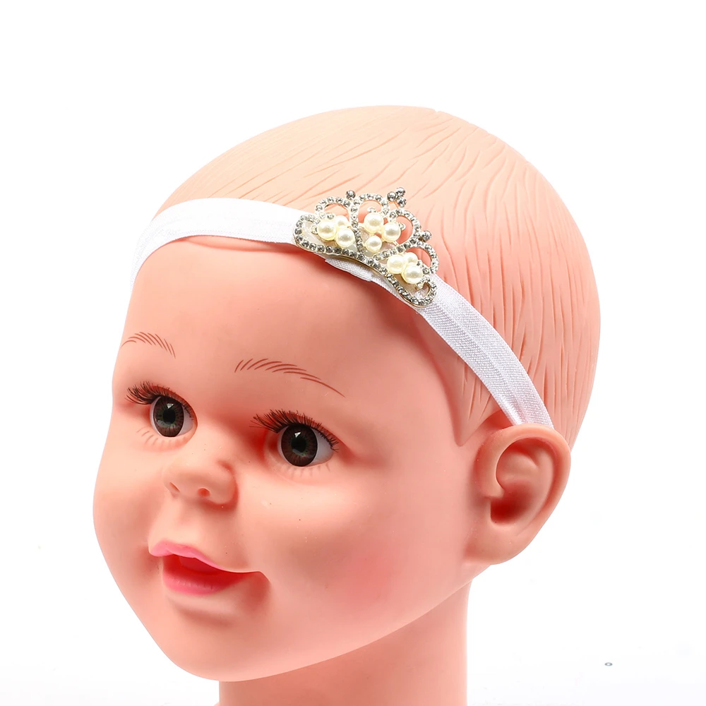 Повязка на голову для девочек тиара новорожденных тюрбан с кристаллами и