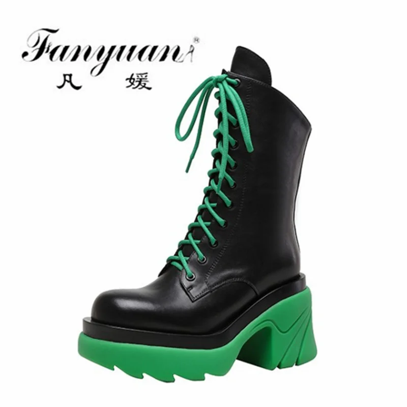 

Fanyuan Mixed Colors Ankle Boots Genuine Leather Winter Hot Sale Shoes Woman 2021 Fashion Newest Party Working Women's Boots