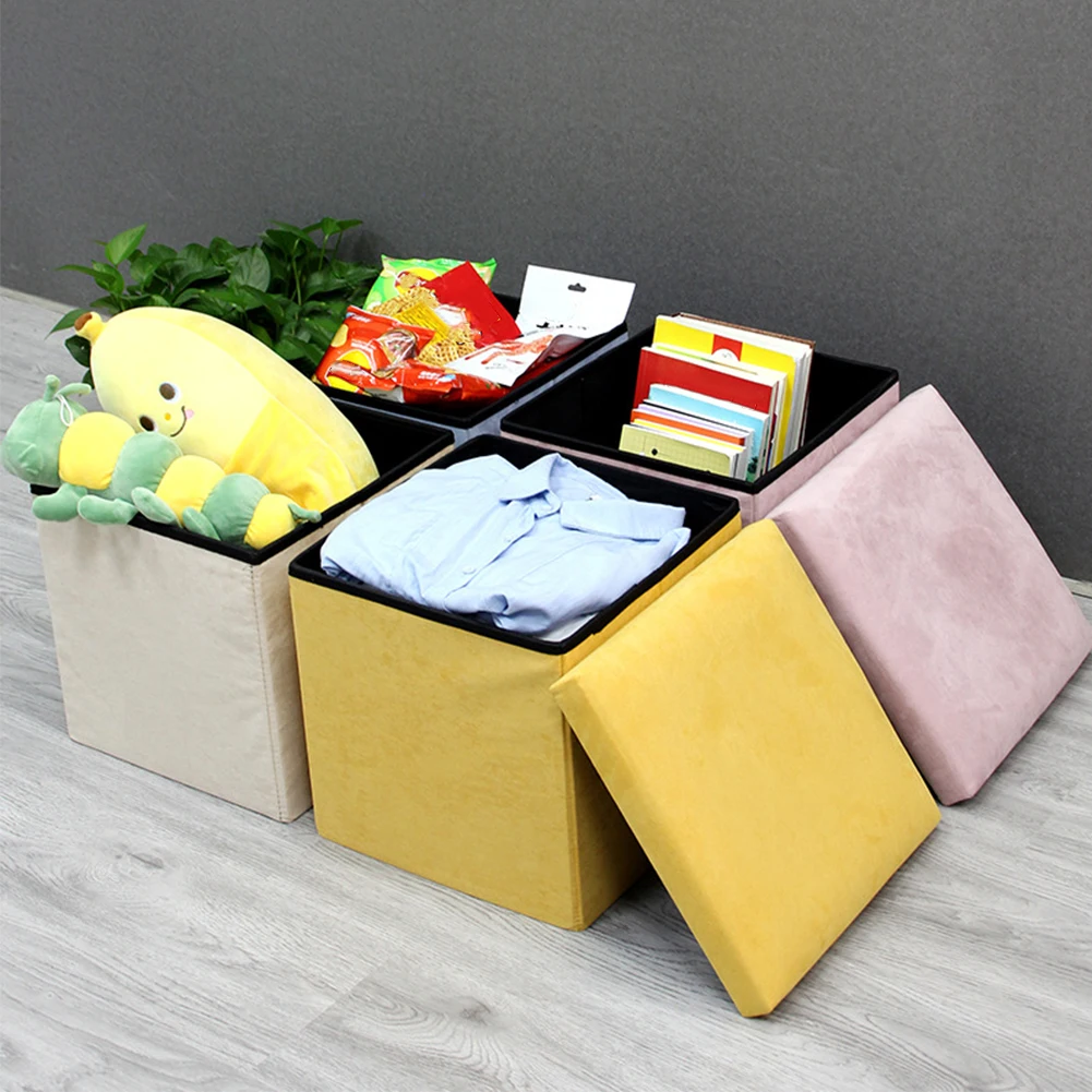 

Storage Box Foldable Fabric With Lid For Children's Toys, Clothes, Books or Other Small Items Home Cubic Closet Storage Stool
