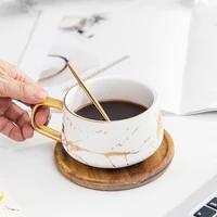 nordic marble breakfast latte coffee cup set beautiful tea cup matte luxury condensed ceramic cup suit with dish spoon set