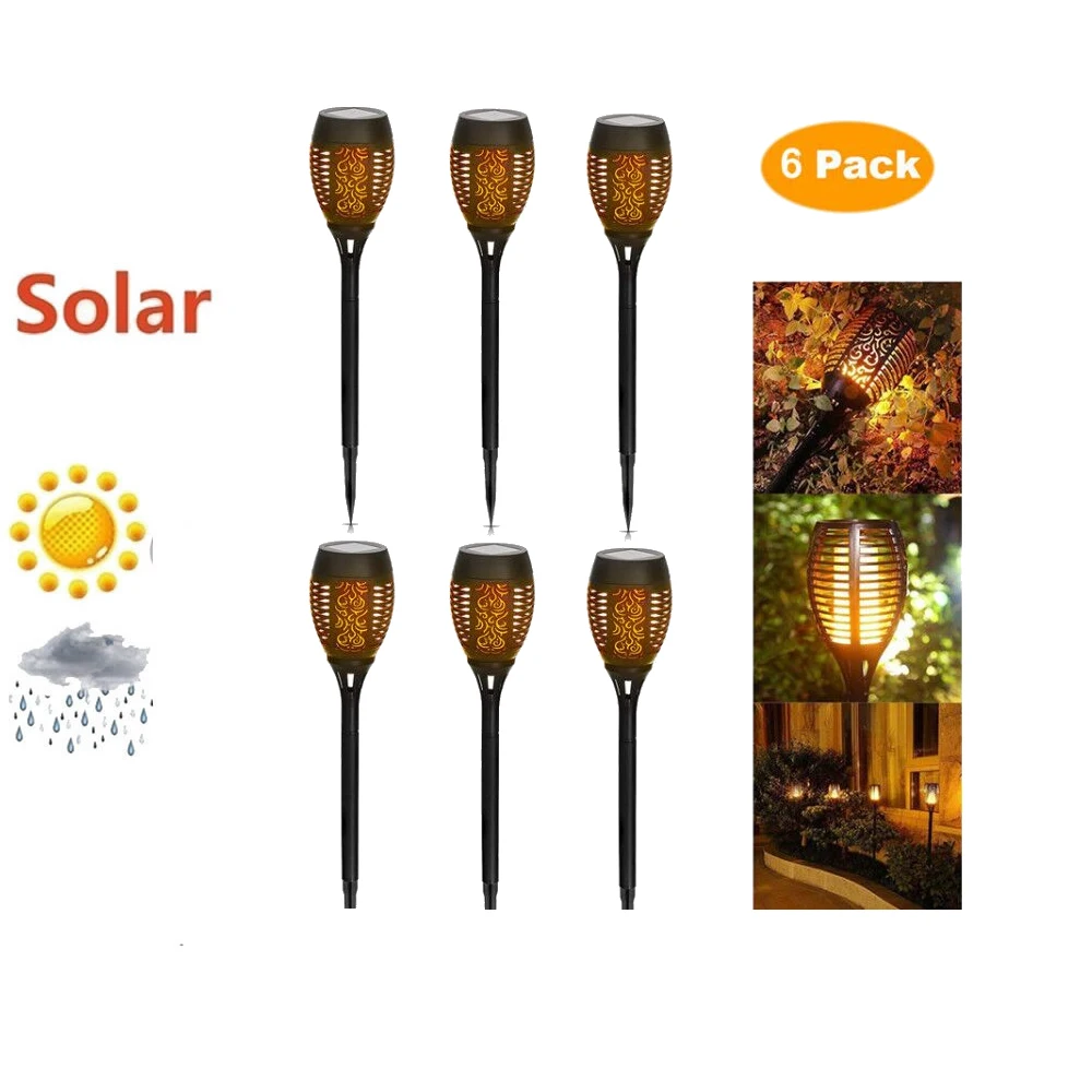 

6 pcs Solar Flame Lamp Flickering Outdoor IP65 Waterproof Landscape Yard Garden Light Path Lighting Torch Light lanterns camp to